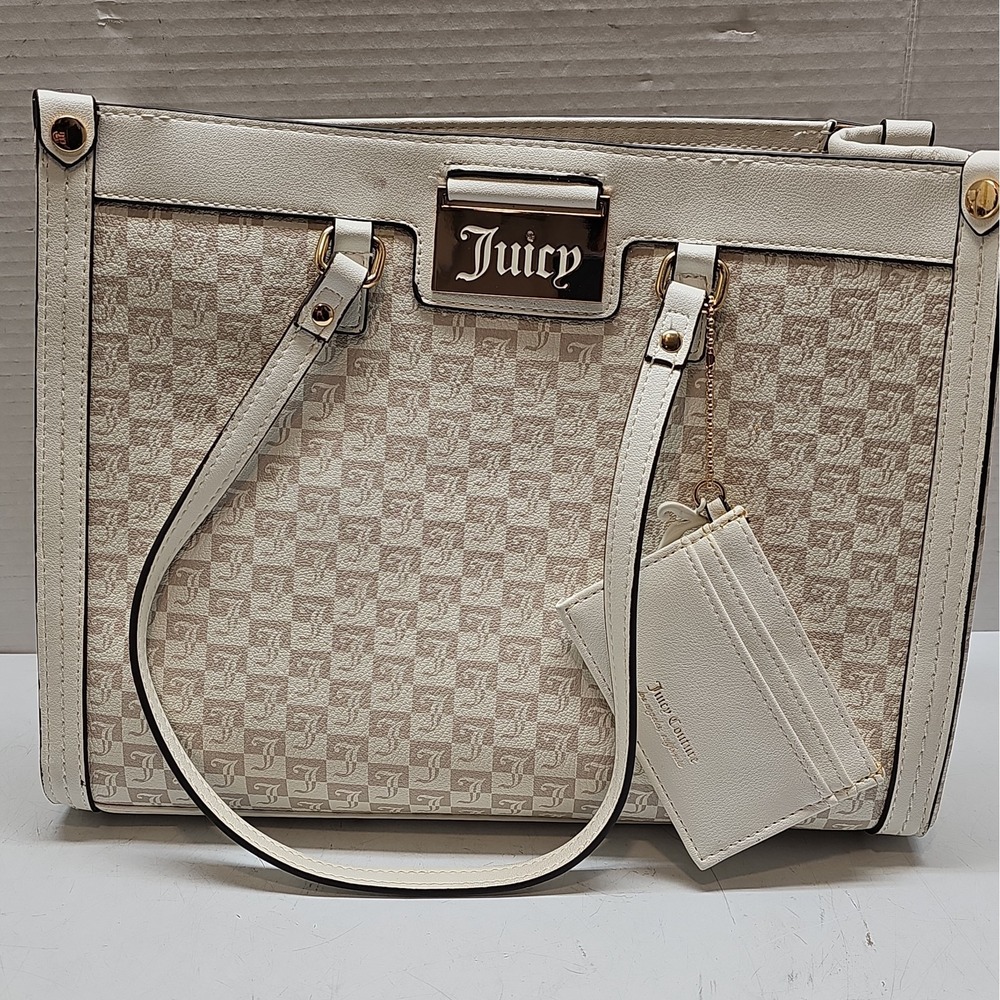 Juicy Couture Miss Juicy Logo Tote Bag And Wallet Set Beige/ White